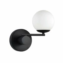 VONN LIGHTING VONN Capri VCW1108BL 9" Integrated LED ETL Certified Wall Sconce Light In Black With 1 Glass Shade -VONN LIGHTING VCW1108BL IMAGE WB2