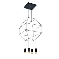VONN LIGHTING VONN Expression VEP28004BL 18" 4-Light ETL Certified Integrated LED Height Adjustable Pendant In Black -VONN LIGHTING VEP28004BL IMAGE WB1