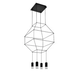 VONN LIGHTING VONN Expression VEP28004BL 18" 4-Light ETL Certified Integrated LED Height Adjustable Pendant In Black -VONN LIGHTING VEP28004BL IMAGE WB2