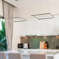 VONN LIGHTING VONN Atria VMC31620AL 20" Integrated LED ETL Certified Square Chandelier Pendant, Height Adjustable Chandelier In Silver -VONN LIGHTING VMC31620AL IMAGE 5