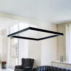 VONN LIGHTING VONN Atria VMC31620BL 20" Integrated LED ETL Certified Square Chandelier Pendant Height Adjustable Chandelier In Black -VONN LIGHTING VMC31620BL IMAGE 3