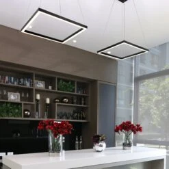 VONN LIGHTING VONN Atria VMC31620BL 20" Integrated LED ETL Certified Square Chandelier Pendant Height Adjustable Chandelier In Black -VONN LIGHTING VMC31620BL IMAGE 5