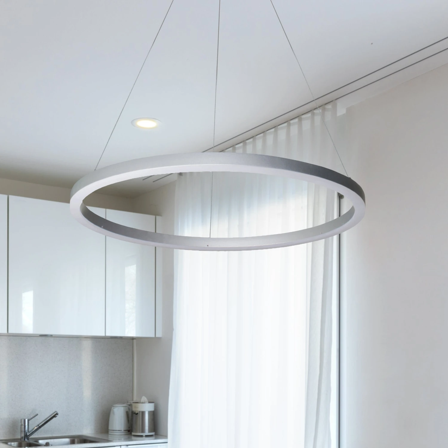 VONN LIGHTING VONN Tania VMC31640AL 24" Integrated LED ETL Certified Pendant, Height Adjustable Ring Chandelier In Silver 7 VONN LIGHTING VONN Tania VMC31640AL 24" Integrated LED ETL Certified Pendant, Height Adjustable Ring Chandelier In Silver - Image 5