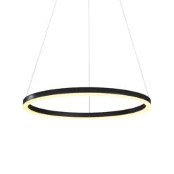 VONN LIGHTING VONN Tania VMC31640BL 24" Integrated LED ETL Certified Pendant Height Adjustable Ring Chandelier In Black