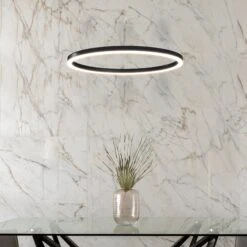 VONN LIGHTING VONN Tania VMC31640BL 24" Integrated LED ETL Certified Pendant Height Adjustable Ring Chandelier In Black -VONN LIGHTING VMC31640BL IMAGE 4