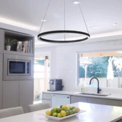 VONN LIGHTING VONN Tania VMC31640BL 24" Integrated LED ETL Certified Pendant Height Adjustable Ring Chandelier In Black -VONN LIGHTING VMC31640BL IMAGE 5