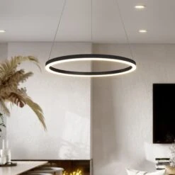 VONN LIGHTING VONN Tania VMC31640BL 24" Integrated LED ETL Certified Pendant Height Adjustable Ring Chandelier In Black -VONN LIGHTING VMC31640BL IMAGE 6