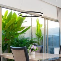 VONN LIGHTING VONN Tania VMC31640BL 24" Integrated LED ETL Certified Pendant Height Adjustable Ring Chandelier In Black -VONN LIGHTING VMC31640BL IMAGE 7