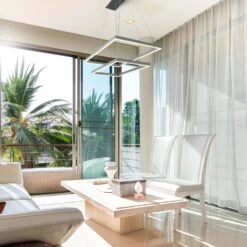 VONN LIGHTING VONN Atria Duo VMC31710AL 29" Integrated LED ETL Certified Square Chandelier, Height Adjustable Silver Pendant -VONN LIGHTING VMC31710AL IMAGE 3