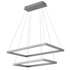 VONN LIGHTING VONN Atria Duo VMC31710AL 29" Integrated LED ETL Certified Square Chandelier, Height Adjustable Silver Pendant -VONN LIGHTING VMC31710AL IMAGE WB1