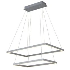 VONN LIGHTING VONN Atria Duo VMC31710AL 29" Integrated LED ETL Certified Square Chandelier, Height Adjustable Silver Pendant -VONN LIGHTING VMC31710AL IMAGE WB2