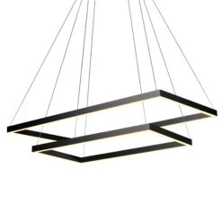 VONN LIGHTING VONN Atria Duo VMC31710BL 29" Integrated LED ETL Certified Square Chandelier Height Adjustable Pendant In Black