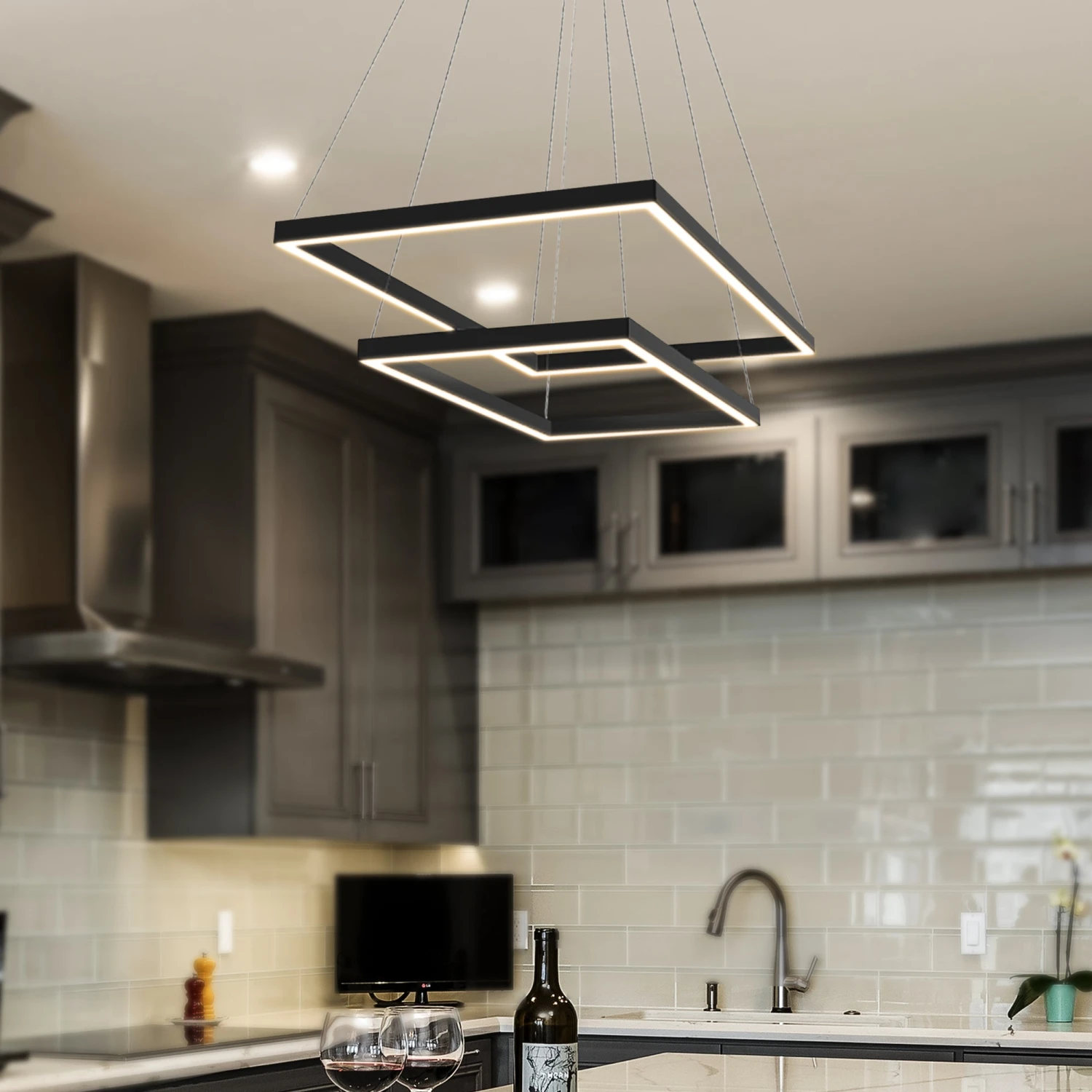 VONN LIGHTING VONN Atria Duo VMC31710BL 29" Integrated LED ETL Certified Square Chandelier Height Adjustable Pendant In Black 6 VONN LIGHTING VONN Atria Duo VMC31710BL 29" Integrated LED ETL Certified Square Chandelier Height Adjustable Pendant In Black - Image 4