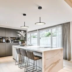 VONN LIGHTING VONN Salm VMC31810BL 17" Integrated LED ETL Certified Pendant, Height Adjustable Disc Chandelier In Black -VONN LIGHTING VMC31810BL IMAGE 4 1