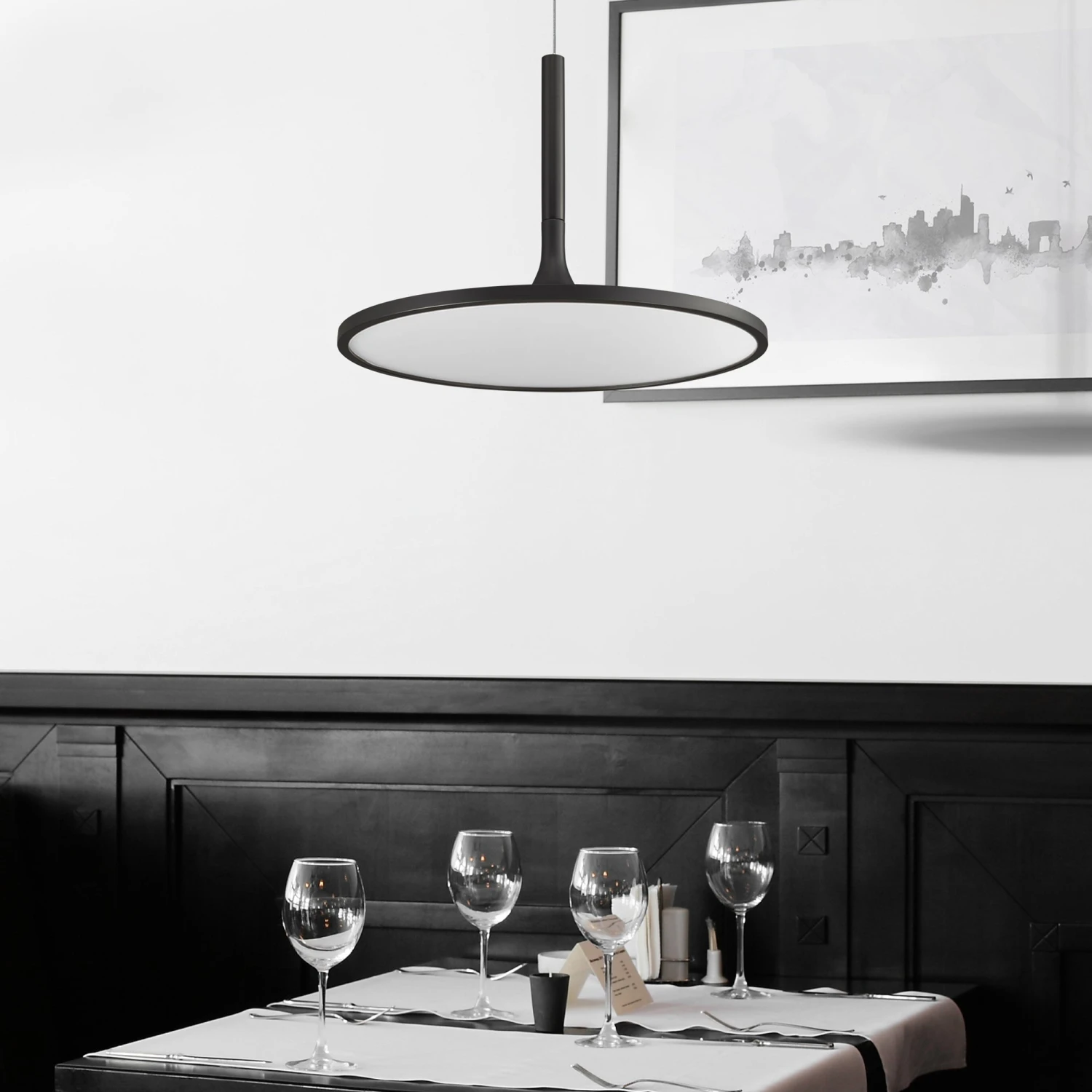 VONN LIGHTING VONN Salm VMC31820BL 24" Integrated LED ETL Certified Pendant, Height Adjustable Disc Chandelier In Black 8 VONN LIGHTING VONN Salm VMC31820BL 24" Integrated LED ETL Certified Pendant, Height Adjustable Disc Chandelier In Black - Image 6