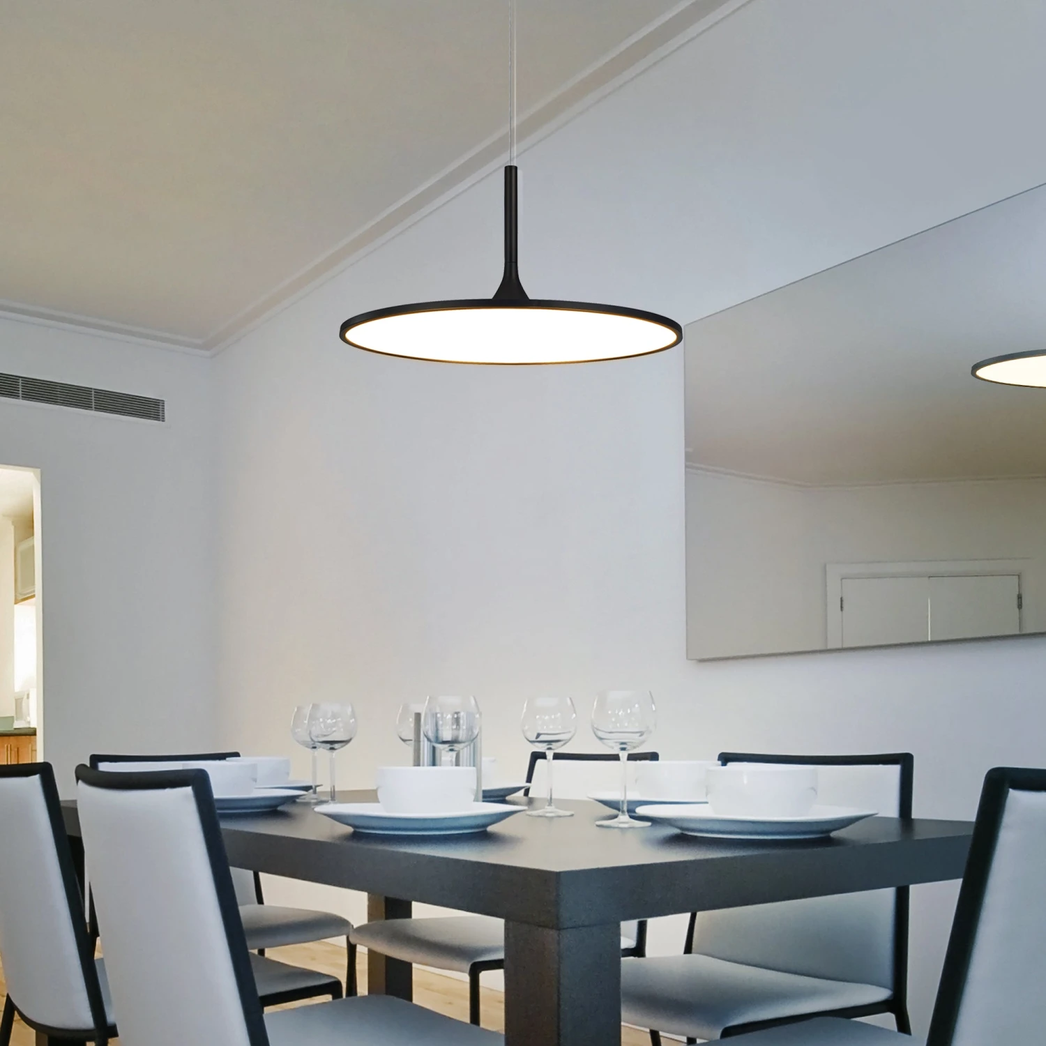 VONN LIGHTING VONN Salm VMC31820BL 24" Integrated LED ETL Certified Pendant, Height Adjustable Disc Chandelier In Black 9 VONN LIGHTING VONN Salm VMC31820BL 24" Integrated LED ETL Certified Pendant, Height Adjustable Disc Chandelier In Black - Image 7