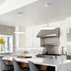 VONN LIGHTING VONN Salm VMC31820SW 24" Integrated LED ETL Certified Pendant, Height Adjustable Disc Chandelier In White -VONN LIGHTING VMC31820SW IMAGE 4