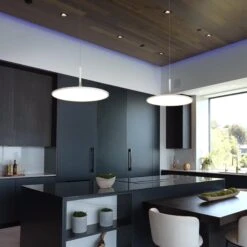 VONN LIGHTING VONN Salm VMC31820SW 24" Integrated LED ETL Certified Pendant, Height Adjustable Disc Chandelier In White -VONN LIGHTING VMC31820SW IMAGE 5