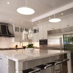 VONN LIGHTING VONN Salm VMC31820SW 24" Integrated LED ETL Certified Pendant, Height Adjustable Disc Chandelier In White -VONN LIGHTING VMC31820SW IMAGE 6