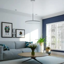 VONN LIGHTING VONN Salm VMC31820SW 24" Integrated LED ETL Certified Pendant, Height Adjustable Disc Chandelier In White -VONN LIGHTING VMC31820SW IMAGE 7