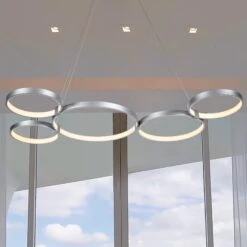 VONN LIGHTING VONN Capella VMC32410AL 50" Integrated LED ETL Certified Chandelier Height Adjustable Ring Pendant In Silver -VONN LIGHTING VMC32410AL IMAGE 3