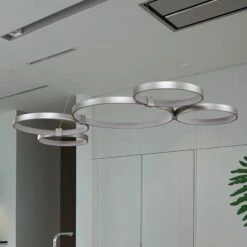 VONN LIGHTING VONN Capella VMC32410AL 50" Integrated LED ETL Certified Chandelier Height Adjustable Ring Pendant In Silver -VONN LIGHTING VMC32410AL IMAGE 4