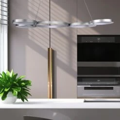 VONN LIGHTING VONN Capella VMC32410AL 50" Integrated LED ETL Certified Chandelier Height Adjustable Ring Pendant In Silver -VONN LIGHTING VMC32410AL IMAGE 6