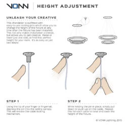 VONN LIGHTING VONN Capella VMC32410AL 50" Integrated LED ETL Certified Chandelier Height Adjustable Ring Pendant In Silver -VONN LIGHTING VMC32410AL LED CHANDELIER ADJUSTABLE