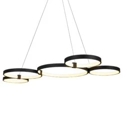 VONN LIGHTING VONN Capella VMC32410BL 50" Integrated LED ETL Certified Chandelier Height Adjustable Ring Pendant In Black