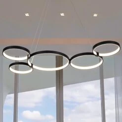 VONN LIGHTING VONN Capella VMC32410BL 50" Integrated LED ETL Certified Chandelier Height Adjustable Ring Pendant In Black -VONN LIGHTING VMC32410BL IMAGE 3