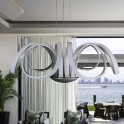 VONN LIGHTING VONN Capella VMC32420AL 30" Integrated LED ETL Certified Chandelier Height Adjustable Pendant In Silver 16 VONN LIGHTING VONN Capella VMC32420AL 30" Integrated LED ETL Certified Chandelier Height Adjustable Pendant In Silver -VONN LIGHTING VMC32420AL IMAGE 3