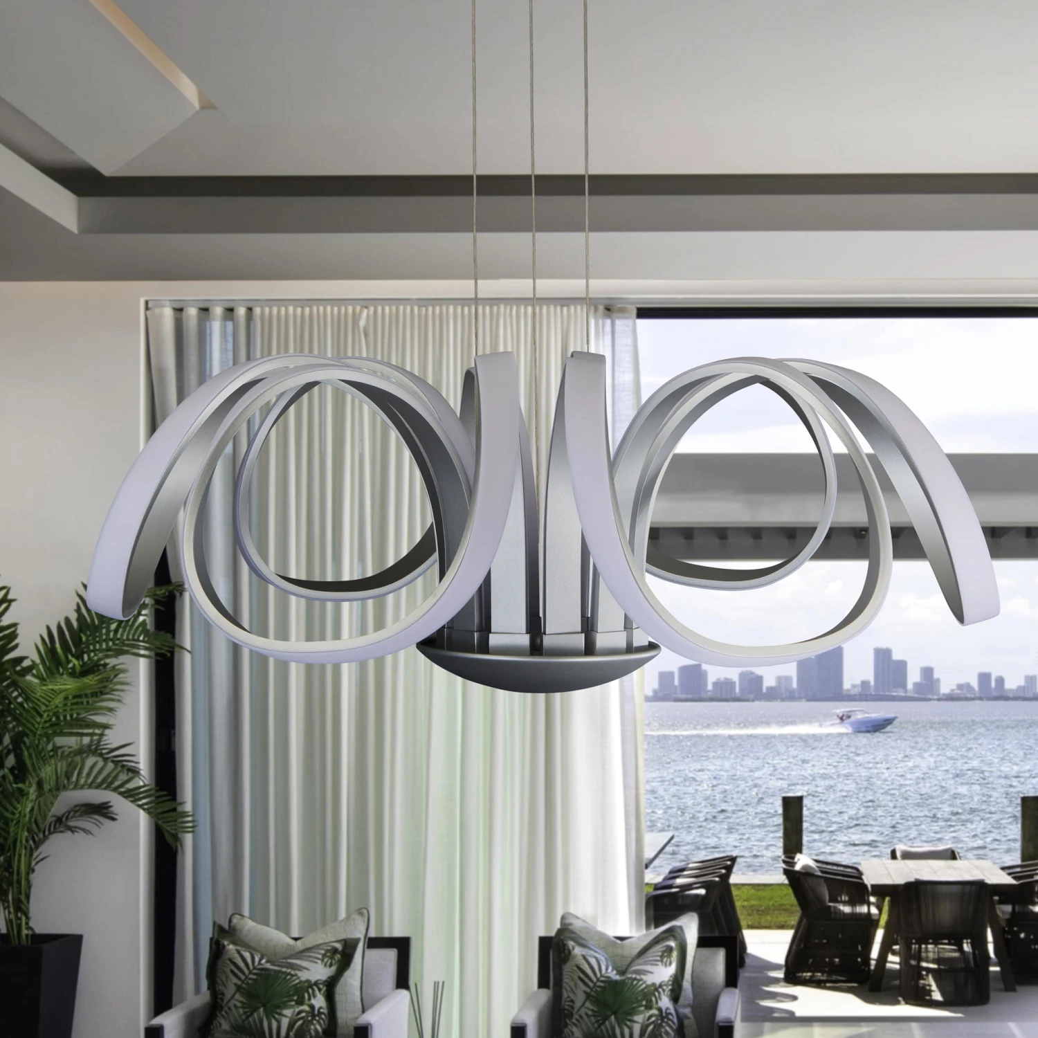 VONN LIGHTING VONN Capella VMC32420AL 30" Integrated LED ETL Certified Chandelier Height Adjustable Pendant In Silver 5 VONN LIGHTING VONN Capella VMC32420AL 30" Integrated LED ETL Certified Chandelier Height Adjustable Pendant In Silver - Image 3