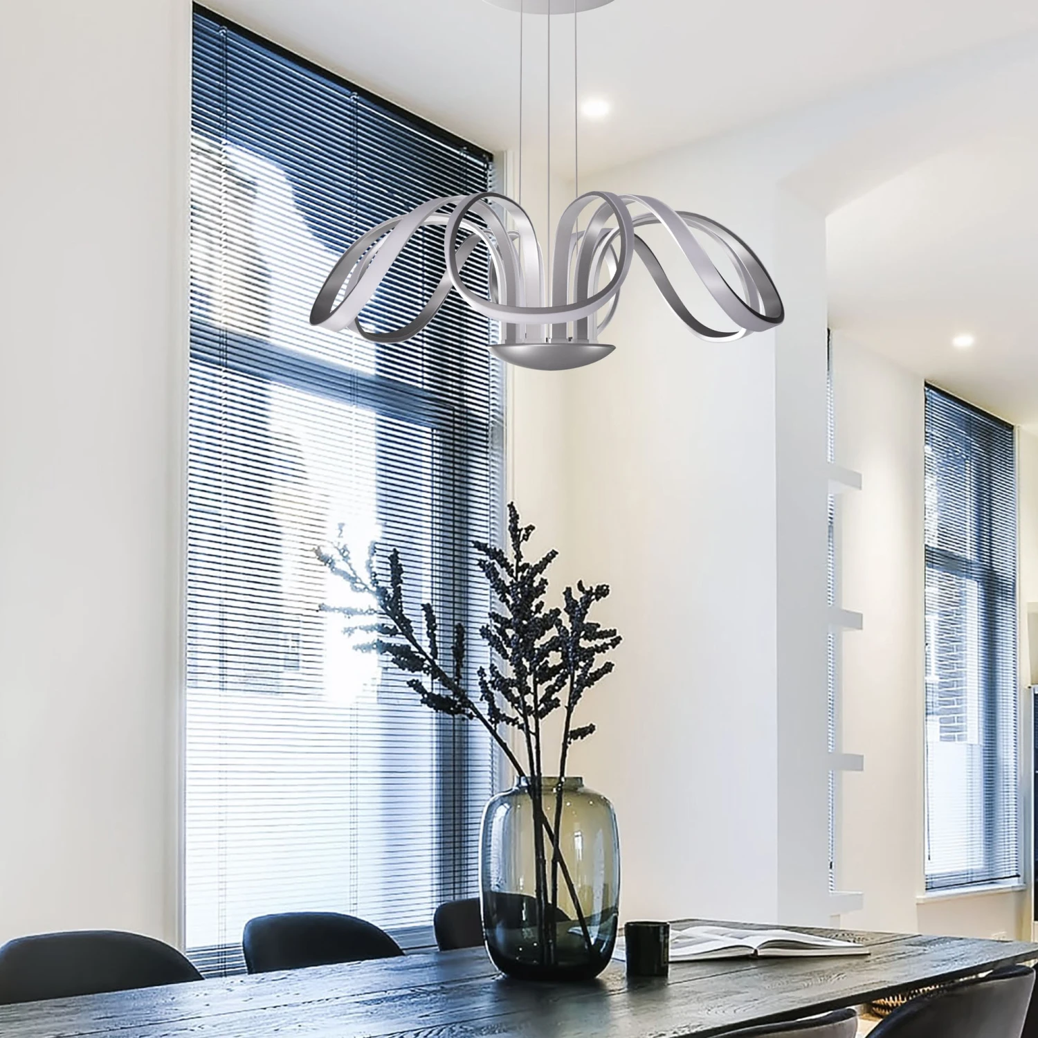 VONN LIGHTING VONN Capella VMC32420AL 30" Integrated LED ETL Certified Chandelier Height Adjustable Pendant In Silver 7 VONN LIGHTING VONN Capella VMC32420AL 30" Integrated LED ETL Certified Chandelier Height Adjustable Pendant In Silver - Image 5