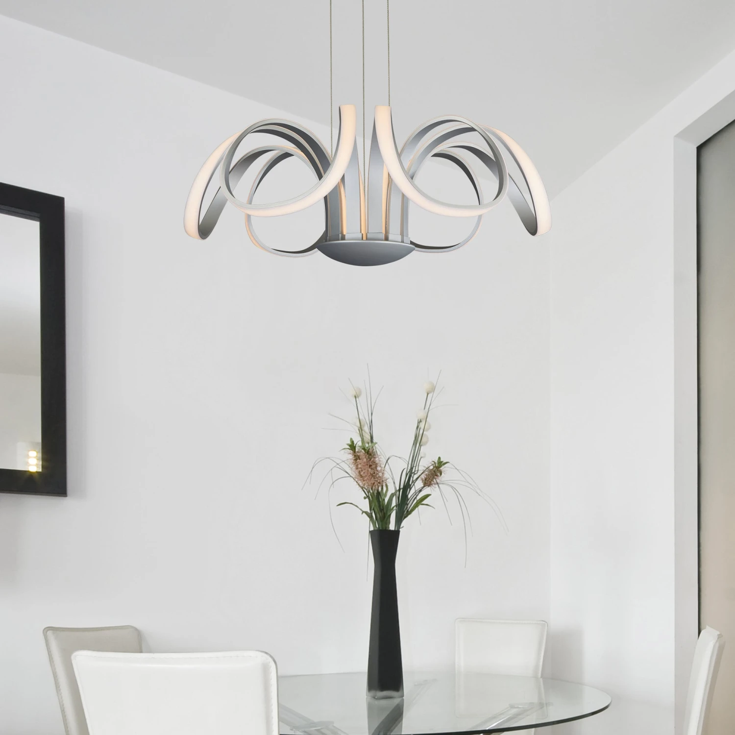 VONN LIGHTING VONN Capella VMC32420AL 30" Integrated LED ETL Certified Chandelier Height Adjustable Pendant In Silver 10 VONN LIGHTING VONN Capella VMC32420AL 30" Integrated LED ETL Certified Chandelier Height Adjustable Pendant In Silver - Image 8