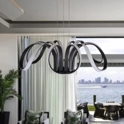 VONN LIGHTING VONN Capella VMC32420BL 30" Integrated LED ETL Certified Chandelier Height Adjustable Pendant In Black -VONN LIGHTING VMC32420BL IMAGE 3