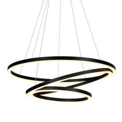 VONN LIGHTING VONN Tania Trio VMC32500BL 32" Integrated LED ETL Certified Ring Chandelier Height Adjustable Black Pendant