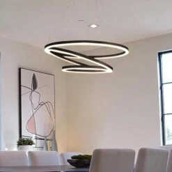 VONN LIGHTING VONN Tania Trio VMC32500BL 32" Integrated LED ETL Certified Ring Chandelier Height Adjustable Black Pendant -VONN LIGHTING VMC32500BL IMAGE 3