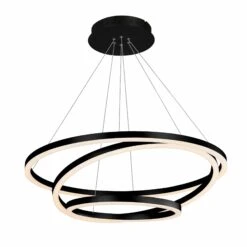 VONN LIGHTING VONN Tania Trio VMC32500BL 32" Integrated LED ETL Certified Ring Chandelier Height Adjustable Black Pendant -VONN LIGHTING VMC32500BL IMAGE WB1