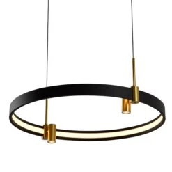 VONN LIGHTING VONN Tania VMC33223BL 23" 100-277V Integrated LED ETL Certified Pendant, Height Adjustable Ring Chandelier, Black