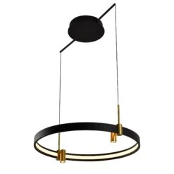 VONN LIGHTING VONN Tania VMC33223BL 23" 100-277V Integrated LED ETL Certified Pendant, Height Adjustable Ring Chandelier, Black -VONN LIGHTING VMC33223BL IMAGE WB2