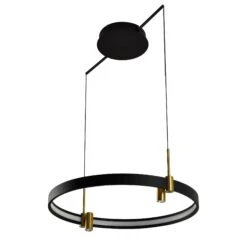 VONN LIGHTING VONN Tania VMC33223BL 23" 100-277V Integrated LED ETL Certified Pendant, Height Adjustable Ring Chandelier, Black -VONN LIGHTING VMC33223BL IMAGE WB3