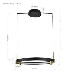 VONN LIGHTING VONN Tania VMC33223BL 23" 100-277V Integrated LED ETL Certified Pendant, Height Adjustable Ring Chandelier, Black -VONN LIGHTING VMC33223BL IMAGE WB7