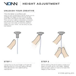 VONN LIGHTING VONN Sirius VMC33440BL 46" ETL Certified Integrated LED Pendant, Height Adjustable Chandelier In Black -VONN LIGHTING VMC33440BL LED CHANDELIER A