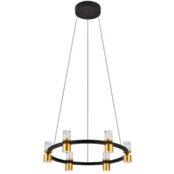 VONN LIGHTING VONN Artisan Ellegi VMC34224BL 24" Integrated LED ETL Certified Pendant, Height Adjustable Chandelier, Black -VONN LIGHTING VMC34224BL IMAGE WB3