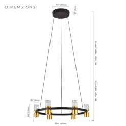 VONN LIGHTING VONN Artisan Ellegi VMC34224BL 24" Integrated LED ETL Certified Pendant, Height Adjustable Chandelier, Black -VONN LIGHTING VMC34224BL IMAGE WB7