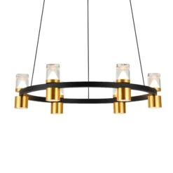 VONN LIGHTING VONN Artisan Ellegi VMC34224BL 24" Integrated LED ETL Certified Pendant, Height Adjustable Chandelier, Black