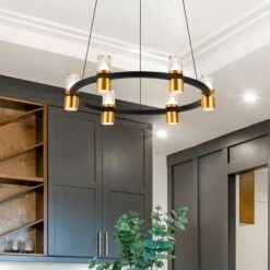 VONN LIGHTING VONN Artisan Ellegi VMC34224BL 24" Integrated LED ETL Certified Pendant, Height Adjustable Chandelier, Black -VONN LIGHTING VMC3422BL IMAGE 10