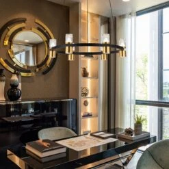 VONN LIGHTING VONN Artisan Ellegi VMC34224BL 24" Integrated LED ETL Certified Pendant, Height Adjustable Chandelier, Black -VONN LIGHTING VMC3422BL IMAGE 5