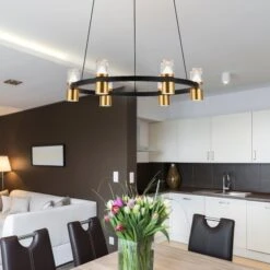 VONN LIGHTING VONN Artisan Ellegi VMC34224BL 24" Integrated LED ETL Certified Pendant, Height Adjustable Chandelier, Black -VONN LIGHTING VMC3422BL IMAGE 6