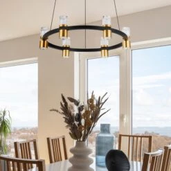 VONN LIGHTING VONN Artisan Ellegi VMC34224BL 24" Integrated LED ETL Certified Pendant, Height Adjustable Chandelier, Black -VONN LIGHTING VMC3422BL IMAGE 7